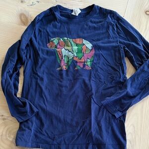 Hanna Andersson Navy Blue Bear Print Long Sleeve Tee